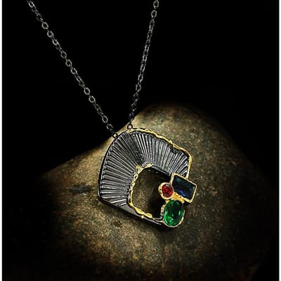Europese en Amerikaanse Diamant Ginkgo Blad Zwart Goud Tweekleurige Ketting Ventilator Sleutelbeen Ketting black
