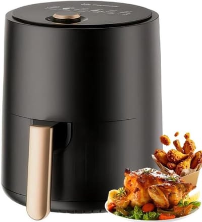 Ulisem - Airfryer - Mini airfryer - 4.5 liter - 360° circulatie - 24 menu's - Vaatwasserbestendige antiaanbakmand - Met voorverwarming en schudden - Automatische uitschakeling - Geschikt voor keuken of camping - Compact en draagbaar