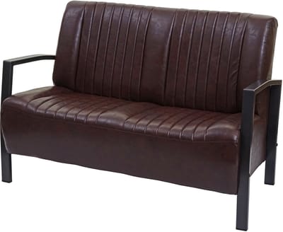 2-zitsbank MCW-H10, tweezitsbank, metalen kunstleren industrieel ontwerp ~ vintage bruin