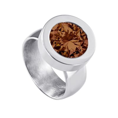 Quiges RVS Schroefsysteem Ring Zilverkleurig Glans 16mm met Verwisselbare 12mm Mini Munt - SLSRS46816