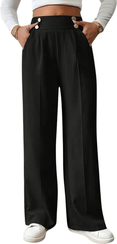 Livano Pantalon Dames - Chino - Golfbroek - Nette Broek - Met Elastische Tailleband - Volwassenen - Zwart - S
