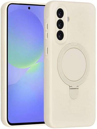 Backcover Hoesje Geschikt voor: Samsung Galaxy A36 Volledig Dekkende Schokbestendige Siliconen Backcover met Ringstandaard – 360° Bescherming - Antique White