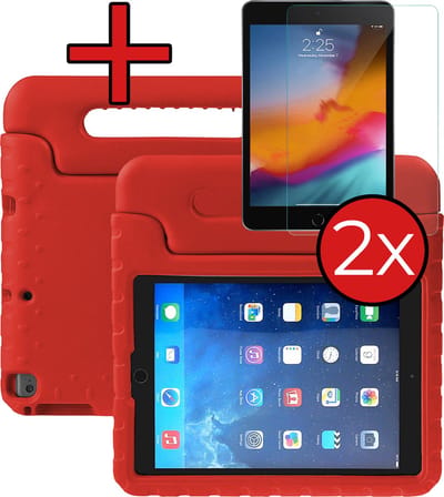 Hoesje - Geschikt voor Apple iPad Air 3 (2019) - 10.5 inch - 3e Generatie - Met 2x Screenprotector - Kinderhoes - Shockproof Bumper - Kidsproof Case - Tablethoes - Kinder Hoes Cover - Rood