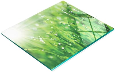 Duurzame en stijlvolle glazen snijplank met gras- en dauwpatroon, 60x52 cm