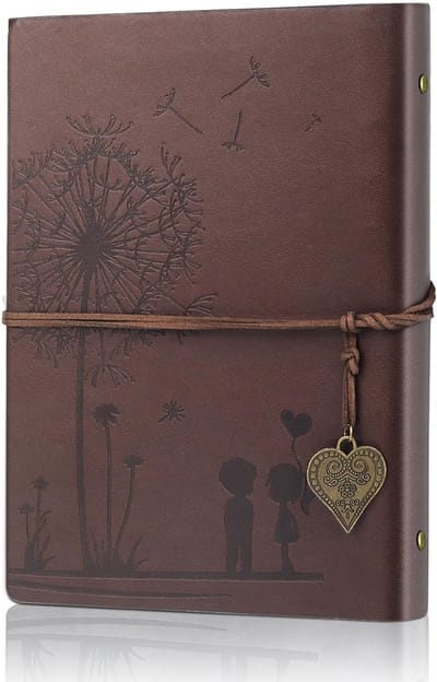 Vintage Refillable Reizen Notitieboek van PU Leer met Lege Pagina's en Aanknoopbare Band