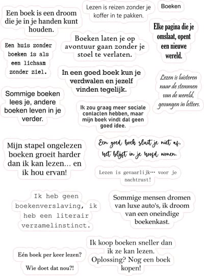 Bullet Journal Stickers - Planner Agenda Stickers - Boeken quote stickers - 16 die cut stickers - tekst lezen stickers - Scrapbook stickers - Ephemera Deco stickers - volwassenen en kinderen