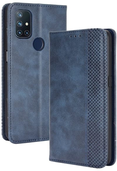 Coverup Hoesje - Geschikt voor OnePlus Nord N10 5G Hoesje - Coverup Vintage Style Book Case - Blauw