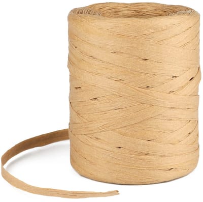 Dailygoody - 200M Raffia Papierlint - Natuurlijk Papierverpakkingsslinger - Sterk en Duurzaam - Beige - Perfect voor Cadeaus - Geschikt voor Kn...