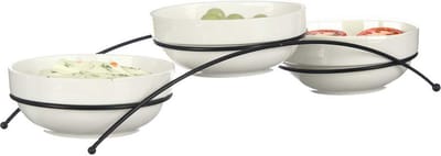 Vessia saus/snacks kommetjes/schaaltjes in standaard - wit - keramiek - set 3x stuks - D12 x 5 cm - Eettafel serveer schaaltjes