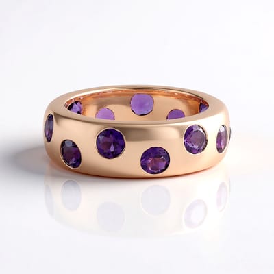 Cavill - 925 Sterling Zilveren Ring - Roségoud Verguld - 13 Marokkaanse Amethisten 2,744 ct - Ronde Slijpsel Bezel Zetting - Paarse Unieke Sieraden