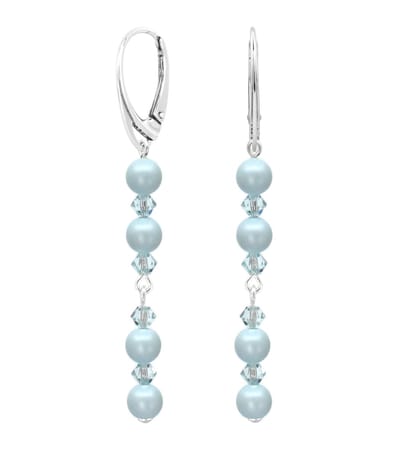 ARLIZI 2393 Oorbellen parel Swarovski kristal pastelblauw - sterling zilver - 6,5 cm