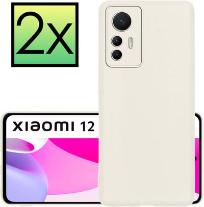Hoesje - 2 Stuks - Geschikt voor Xiaomi 12 Lite - Sterk & Shockproof - Case Siliconen - Back Cover - Telefoon Hoes - Wit