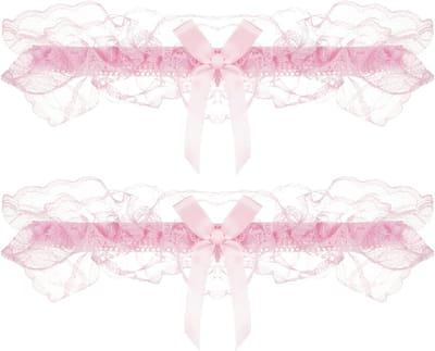 2 x Witte Kanten Strik Kousenbanden voor Bruiden - Bruiloft Accessoires, Kousenbanden, Bruidsmode 35-60 cm