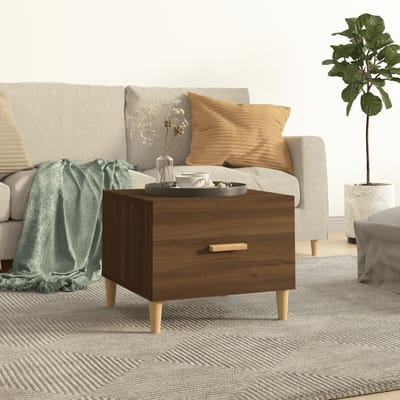vidaXL - Salontafel - 50x50x40 - cm - bewerkt - hout - bruin - eikenkleur