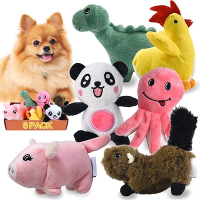 Famanu – Pluche piepend hondenspeelgoed bundel – Zacht puppy kauwspeelgoed – Set van 6