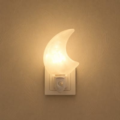 ThaleiaDesign - Maanlamp Himalayazout wit Zoutsteen – Warm Licht - Himalaya Zoutlamp Maan - Sfeerlamp, Nachtlamp/Baby Nachtlampje | Rustgevend -Slaapkamer - Babykamer - kinderkamer Yoga - Meditatie & Interieur - Cadeau Idee - moederdag - zuivering