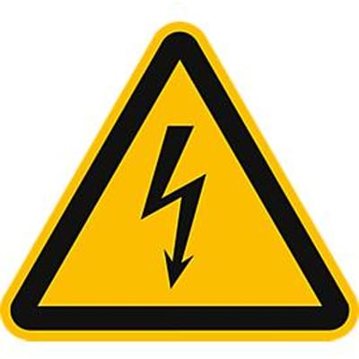 moedel waarschuwingsbord "Waarschuwing voor elektrische spanning" - aluminium, 200 mm, volgens DIN EN ISO 7010