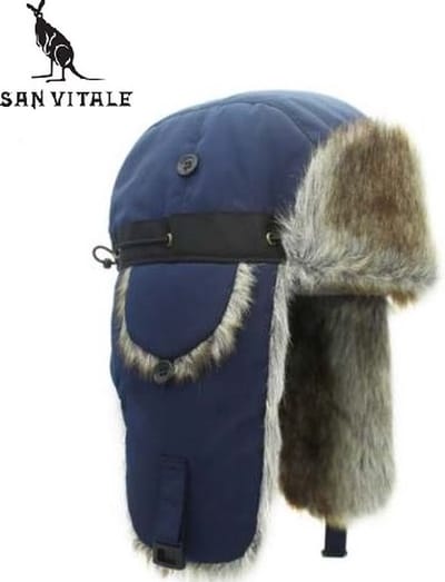 San Vitale® - Piloten muts - Winter muts - Met Oorkleppen - Unisex - Waterafstotende Stof/ faux bont - Blauw