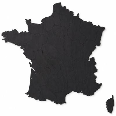 Houten wanddecoratie - Wooden wall decoration | Landkaart Frankrijk 33 x 32cm Country map France | Zwart - Black | Muurdecoratie - Wall art - Wandfiguur France - Echt Hout - Real Wood