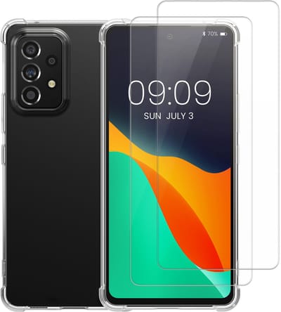 kalibri telefoonhoesje geschikt voor Samsung Galaxy A53 5G hoesje - Smartphone case met 2x screenprotectors - Mobiele telefoon cover in transparant