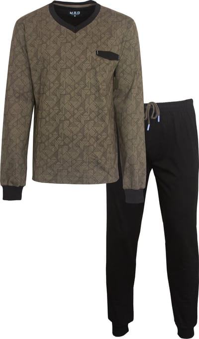 MEQ Heren Pyjama - Pyjama Set - 100% Katoen - Leger Groen - Maat XXL