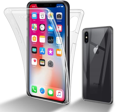 Cadorabo Hoesje geschikt voor Apple iPhone X / XS in TRANSPARANT - 360° Full Body Case Cover Beschermhoes Voor- en achterbescherming, all-round bescherming met displaybescherming