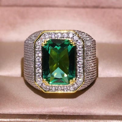 Bagues pour hommes et femmes en zircon vert grand-mère, bijoux de mode européens et américains No. 12 black