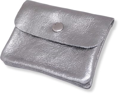 Bijoutheek Portemonnee Leer Italiaans Metallic Donker Zilver