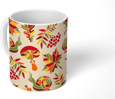 Mok - Koffiemok - Herfst - Slakken - Patroon - Mokken - 350 ML - Beker - Koffiemokken - Theemok