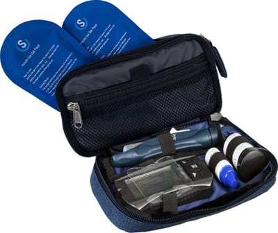 Smart Cool'R Unisex Diabetes Tas Clutch Navy- Diabetes etui - Insuline Koeltas - Insuline Etui - Diabetes Tasje - Koeltas voor Insuline met 2 Ice Packs voor optimale temperatuur