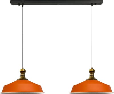 Bamyum AsletlKnob Hanglamp Eettafel Lamp 2 Vlam Oranje Ø40 cm Vintage Eettafel Lamp, Lampenkap Hanglamp