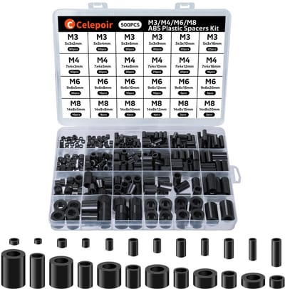 Dailygoods - Kunststof Afstandshulzen - 500 Stuks - Perfect voor doe-het-zelvers - Zwart - M3 M4 M6 M8 - Ideaal voor isolatie en bescherming - Geschik...