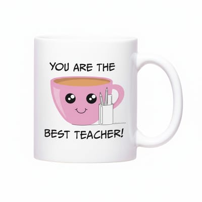 Schattige Lerarenbedank Koffiemok 330ml – “You Are the Best Teacher!” – Perfect Cadeau voor Leraren & Docenten