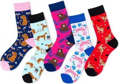 Dieren Sokken Set van 5 - Dames maat 37/41 - Jungle/Jaguar/Beer/Rendier
