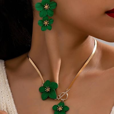 Modieuze Elegante Bloemenhanger Ketting en Oorbellen Sieradenset Geschikt voor Dagelijkse Bijeenkomsten, Feesten, Vakantiereizen Cadeau voor Vrouwen brown