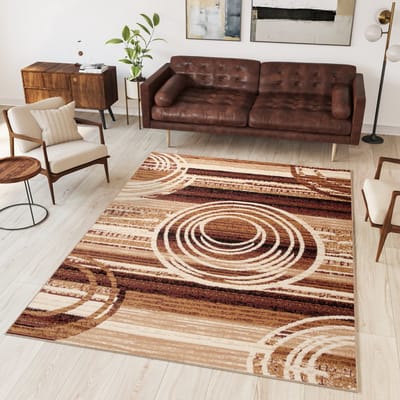Tapiso Dream Vloerkleed Beige Rond Slaapkamer Woonkamer Modern Tapijt Maat- 160x230