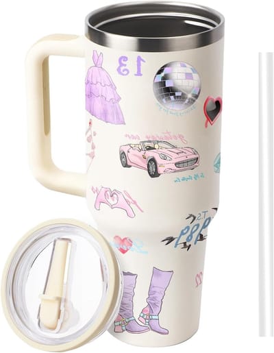 Stainless Steel Thermos Cup with Straw, 100 ml, Reusable Coffee Mug for Teenagers and Fans