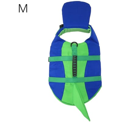 Gilet de sauvetage pour chien en forme d'aileron de requin Haute flottabilité Gilet pour animal de compagnie avec poignée de secours Double boucle Attache pour laisse Anneau en D Séchage rapide Léger