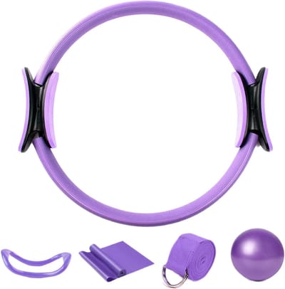 Pilates Set - Thuis Training - Spier Versterken - Robuuste Constructie - 183 cm Riem - Paars