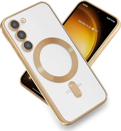 Casemania Hoesje Geschikt voor Samsung Galaxy S24 Plus Goud - Siliconen Back Cover - Geschikt voor Magsafe