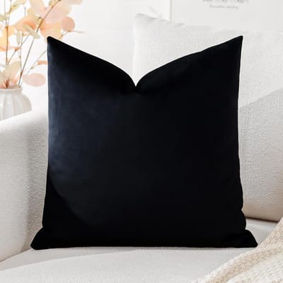Famanu - Luxe fluwelen kussenhoezen super zachte decoratieve vierkante kussenhoezen hoes kussenslopen voor bank, slaapkamer, autodecoratie 50 x 50 cm, zwart