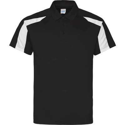 Just Cool - Cool Contrasterend Polo - Jet Black/Arctic White maat L