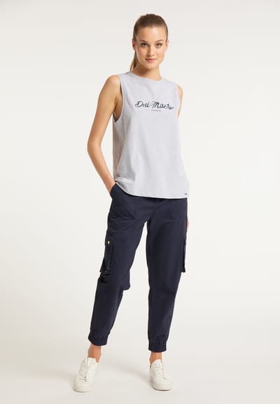 Dreimaster Top Dames licht grijs melange