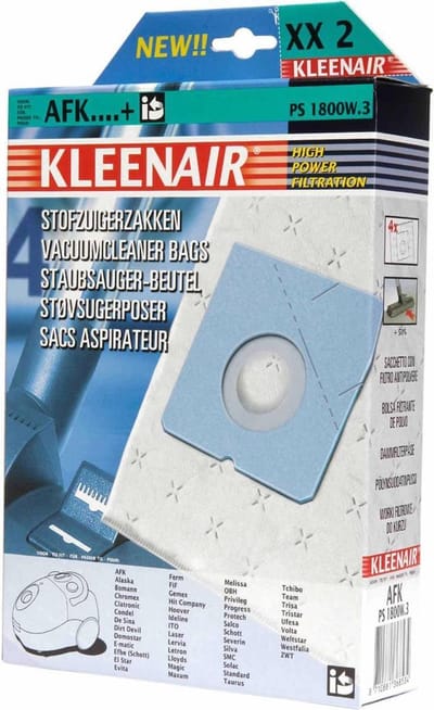 Kleenair  XX2 stofzuiger zak met High Power filtration filter - AFK PS1800  - 4 stuks stofzuigerzakken