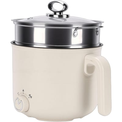 Elektrische Hot Pot met Stoommandje Draagbare Multifunctionele Kookpot voor Ramen Noedels Pasta Eiersoep Havermout 304 gray