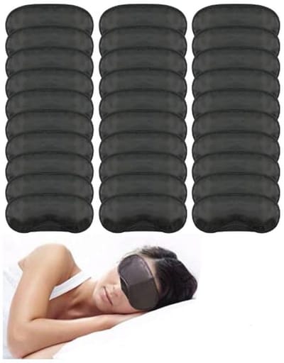 Slaapmasker met Verstelbare Riem - Zwart, 30 Stuks, Ideaal voor Thuis en Reizen
