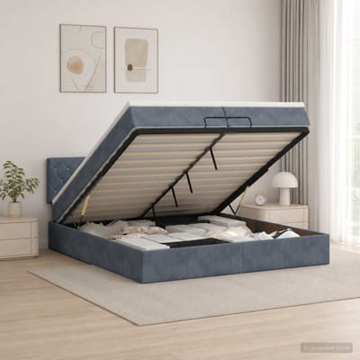 vidaXL - Ottoman - bed - met - matras - Donkergrijs - 200 - x - 200 - cm - Fluweel