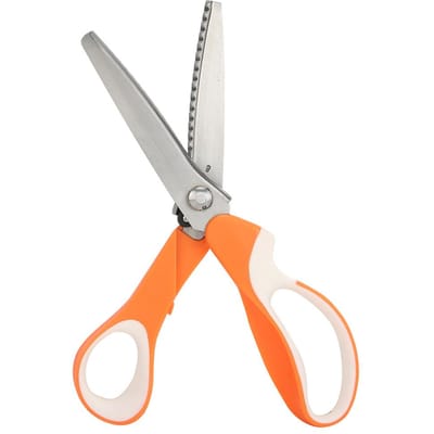 Ciseaux ondulés dentelés manche couleur DIY fait main tissu papier point de croix outils de coupe(Triangulaire white