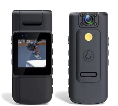 Klikkopers® - 4K Bodycam met Wifi & 180° Draaibare Lens – Lichaam Camera & Vlog Camera – Compacte Spy Camera – Inclusief 32GB SD-kaart – Waterbestendig & Lange Batterijduur
