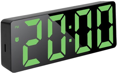 wekker - digitale wekker - klok - wekkers - LED-spiegelwekker - Digitale wekker - Elektronische klok Groot display Bureauklok Wekker - Stille moderne wekker - Slaapkamer, woonkamer Bureaudecoratie - Zwarte schelp met groente licht